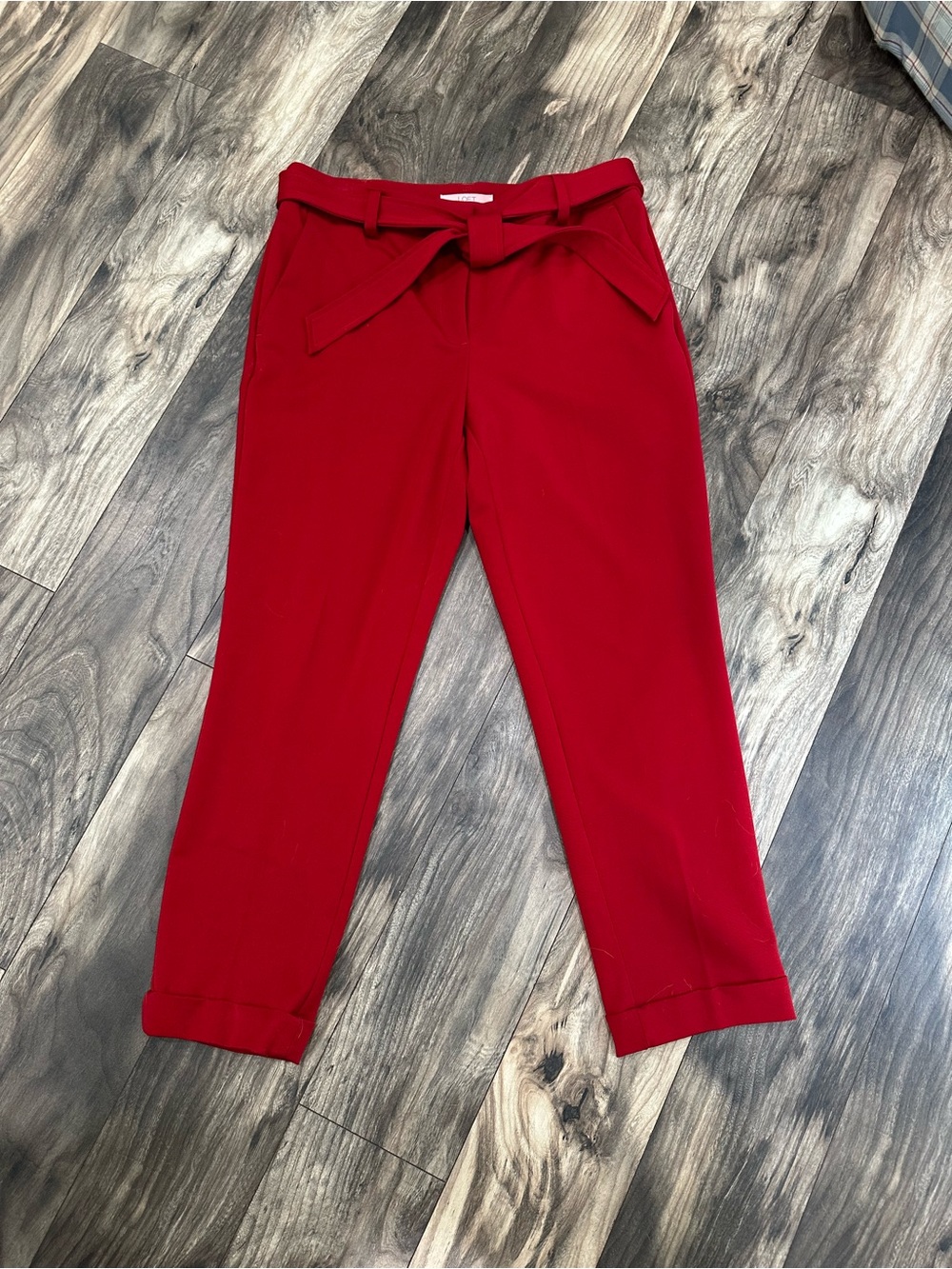 LOFT Red Devin Tie-Waist AnklePants
